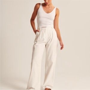 Abercrombie & Fitch Linen Blend Wide Leg Pants